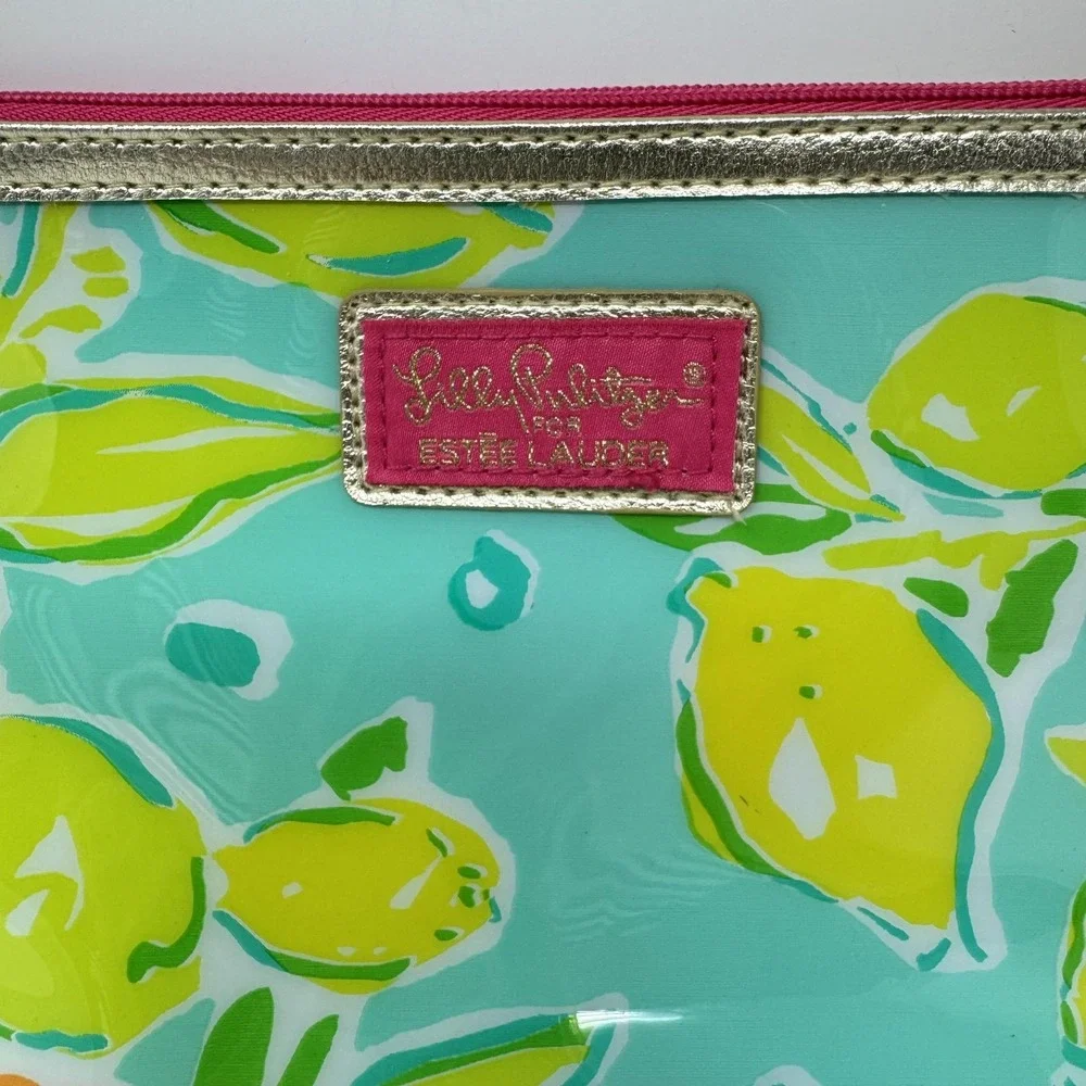 Lilly‎ Pulitzer Estee Lauder Citrus Cosmetic Bag Aqua Pink Travel Toiletry Pouch